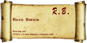 Rozs Bence névjegykártya